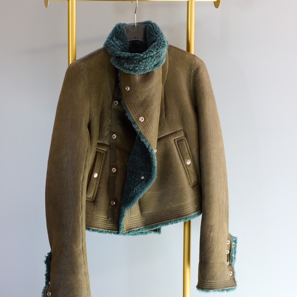 Rick Owen’s Shearling Jacket in Olive Green - Picture 4 of 9